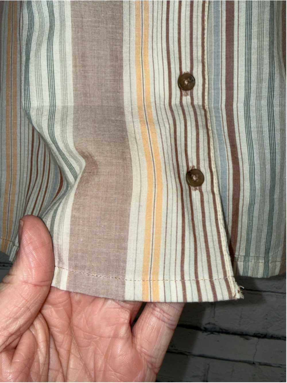Women's prAna Iguala Cropped Button Down Camp Shirt size XL Pink Beige Boxy 90’s - Picture 7 of 15